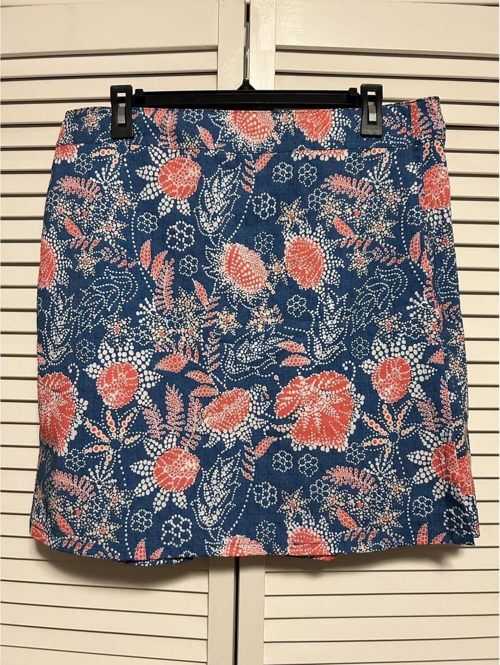 Rip Skirt Hawaii Womens Size L Blue Coral Floral Short Wrap Beach Cover Up